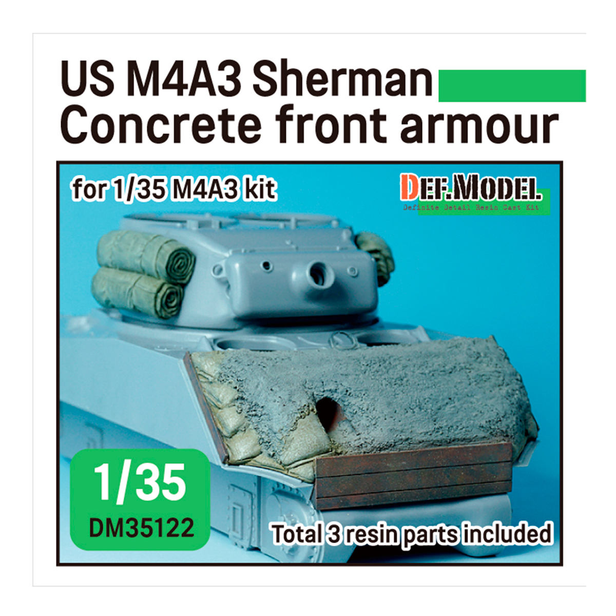WWII US M4A2/A3  Sherman Concrete front armour (for 1/35 47º sherman kit)