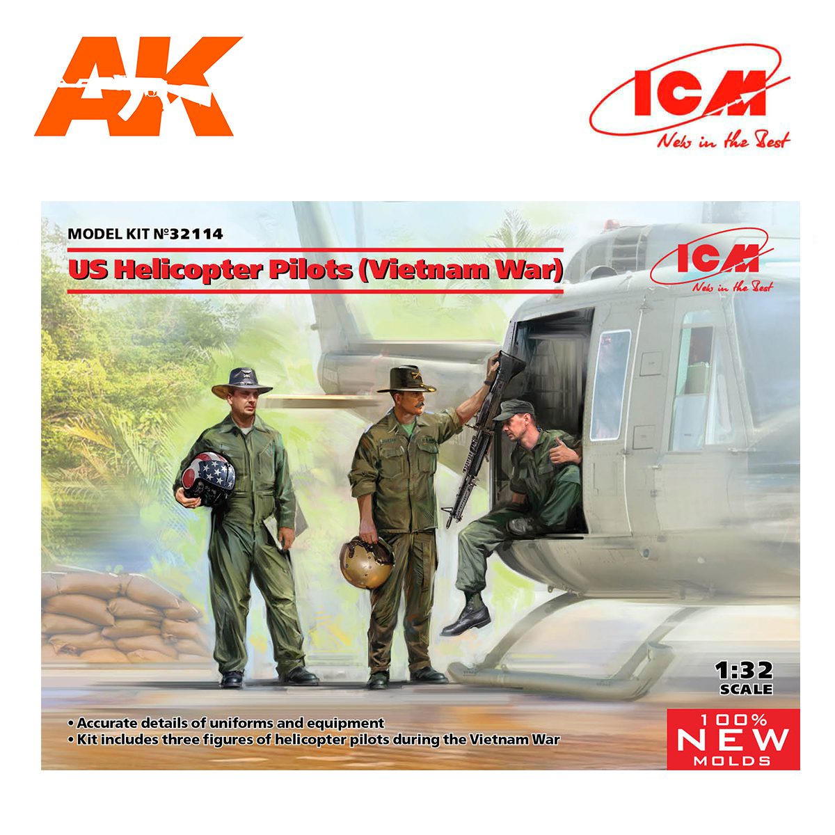 US Helicopter Pilots (Vietnam War)  (100% new molds) 1/32
