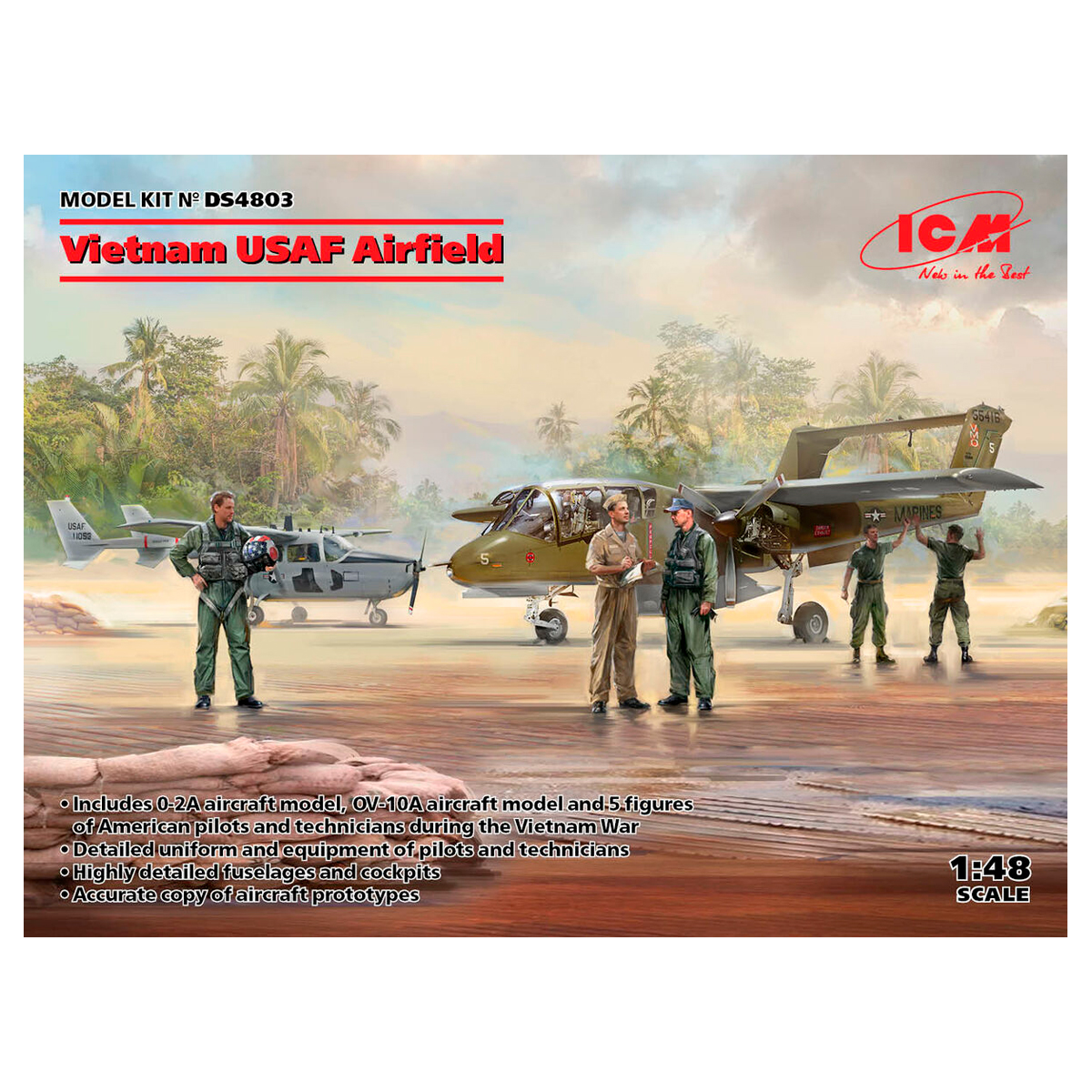 Vietnam USAF Airfield (Cessna O-2A, OV-10А Bronco, US Pilots & Ground Personnel (Vietnam War) (5 figures)) 1/48