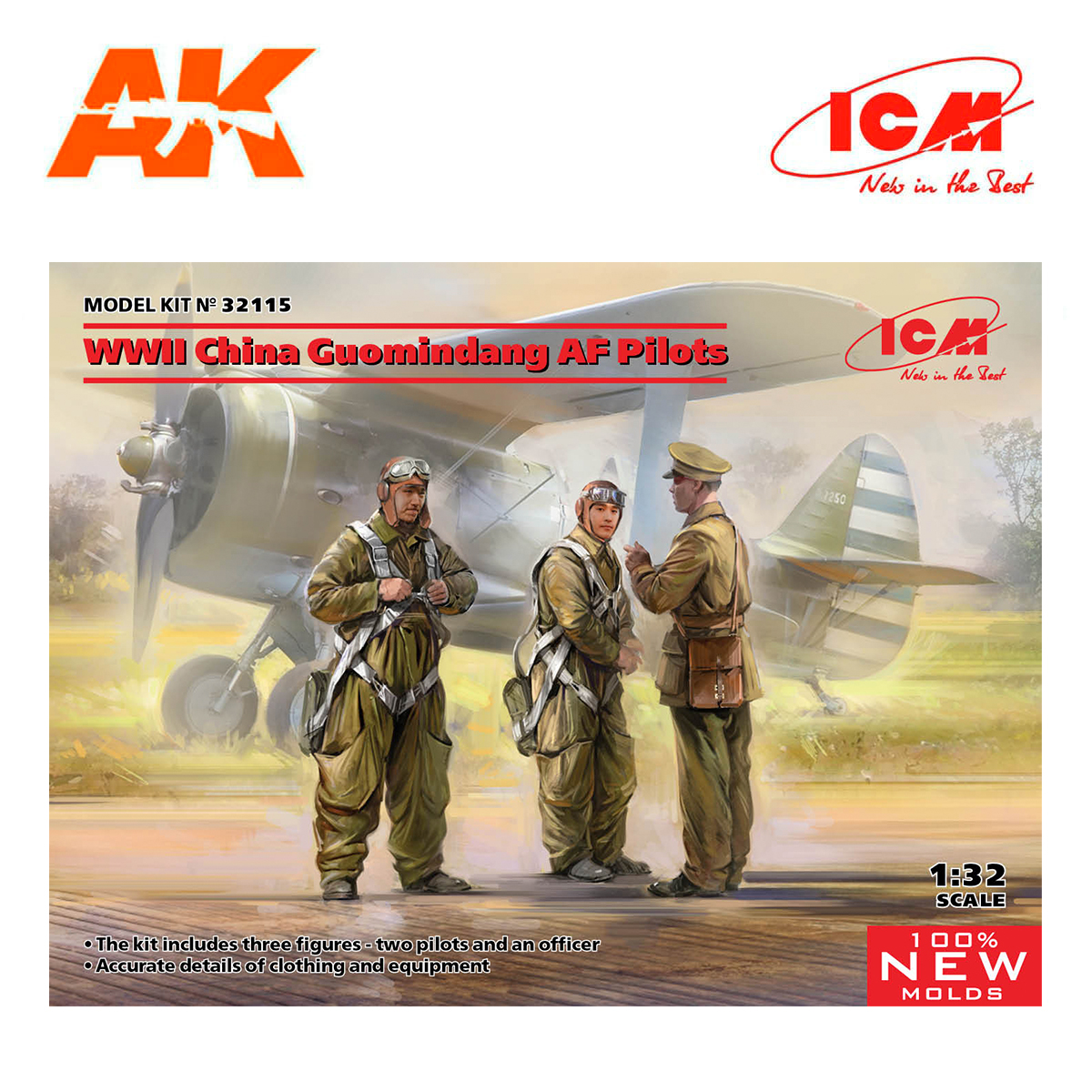 WWII China Guomindang AF Pilots (100% new molds) 1/32