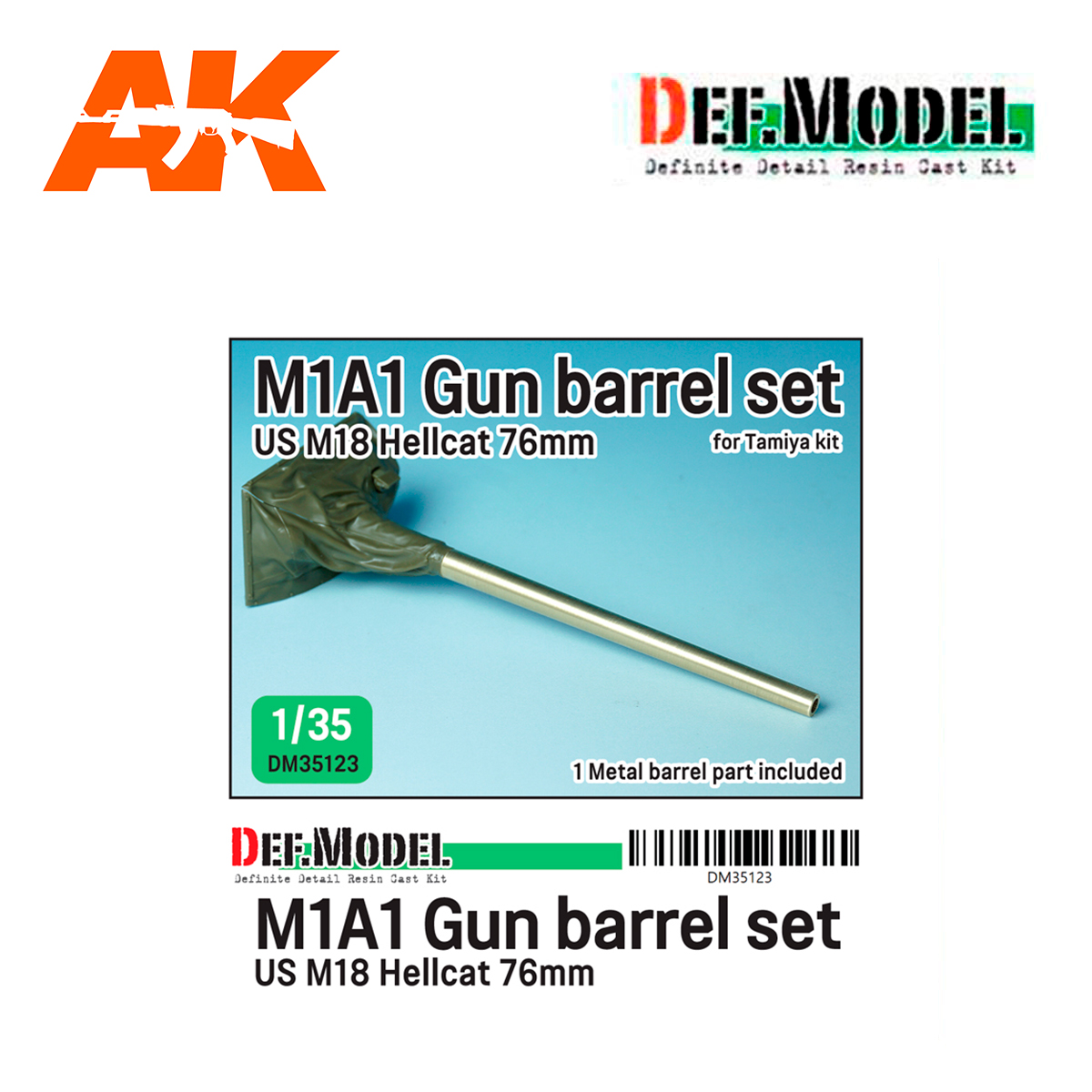 WWII US M18 TD M1A1 gun barrel (for 1/35 Tamiya kit)