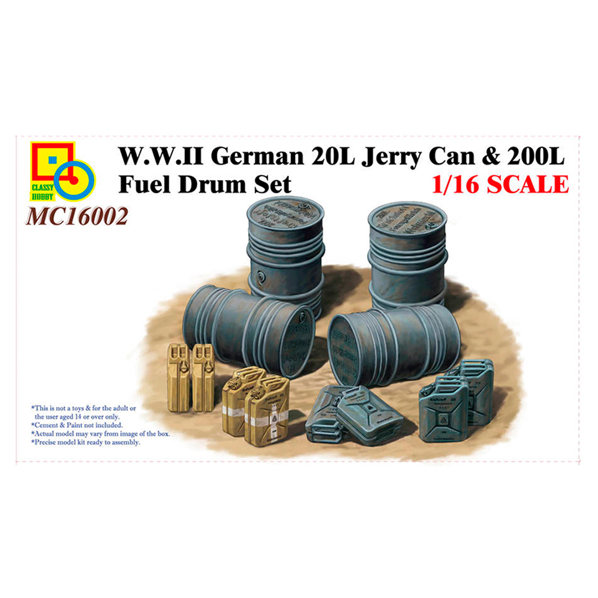 1/16 W.W.II German 20L Jerry Can & 200L Fuel Drum Set.