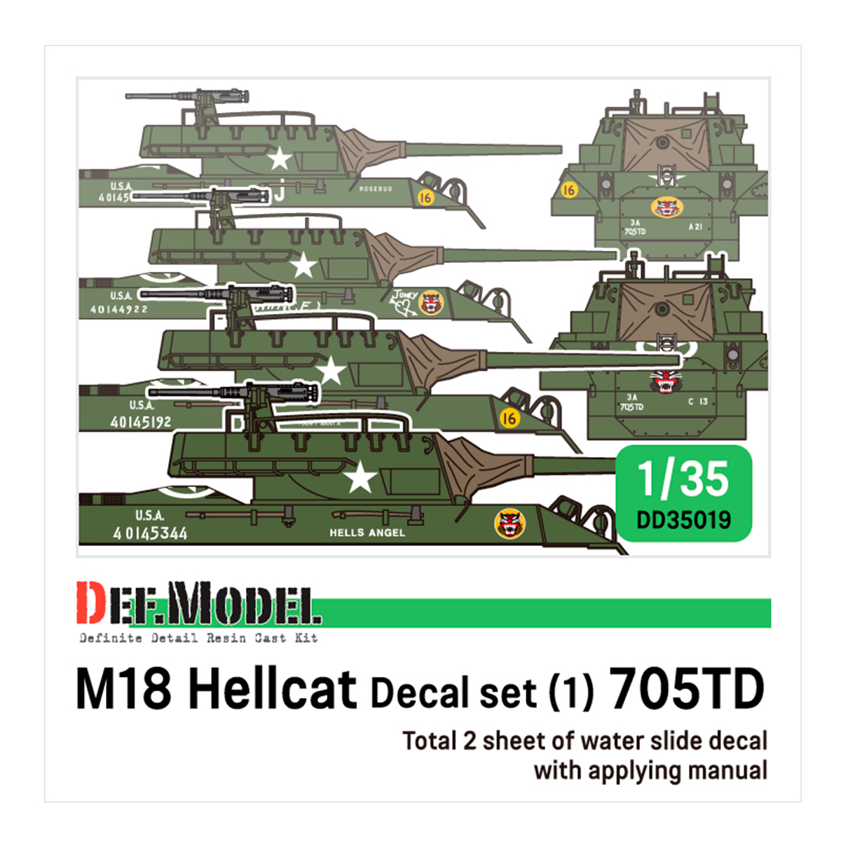 WWII US M18 Hellcat 705TD decal set (1/35 M18 Hellcat kit)