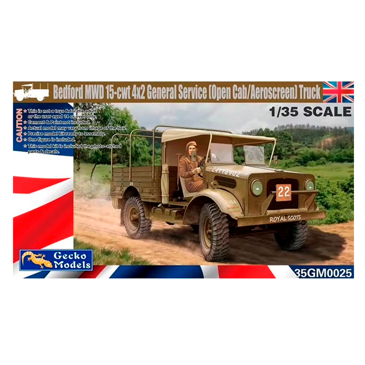 1/35 Bedford MWD 15-cwt 4×2 GS Truck (Open Cab/Aeroscreen)