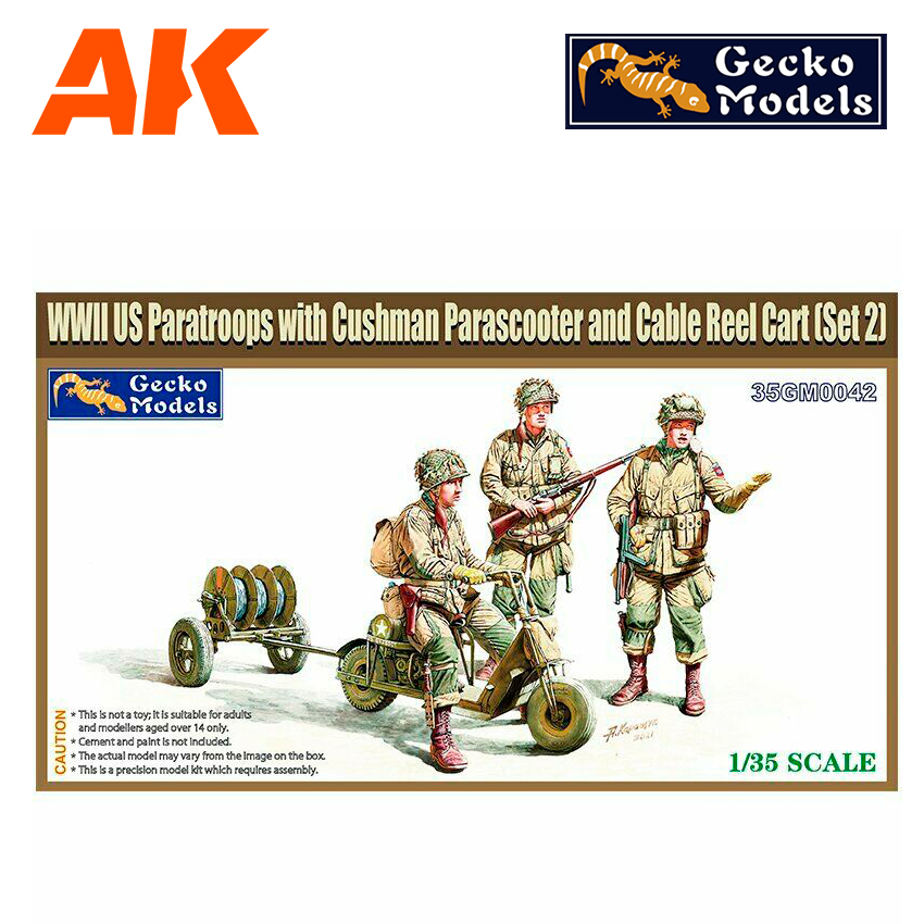 1/35 M53 Scooter Cushman w-RL-35 Cable Reel Cart Mod.1944 & US Paratroops. (Set 2)