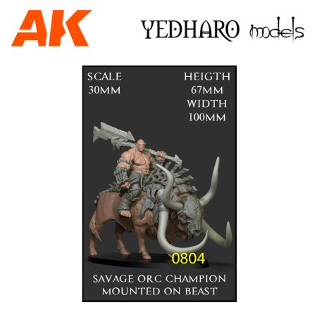 YDM0804 Savage Orc Champion Mounted on Beast Scale 30mm SO30SOCHMB01