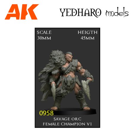 YDM0958 Savage Orc Female Champion V1 Scale 30mm SO30SOFCH01