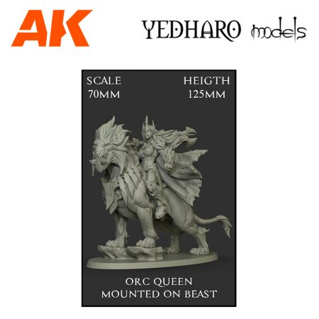 YDM1429 Orc Queen Mounted on Beast Scale 70mm OW70QMB1