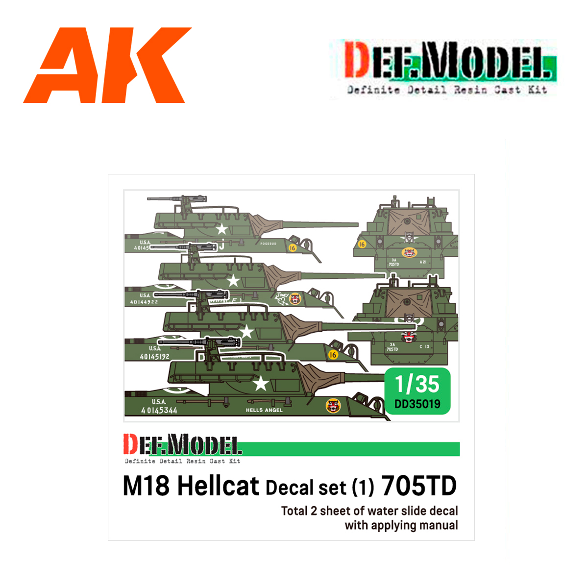 WWII US M18 Hellcat 705TD decal set (1/35 M18 Hellcat kit)