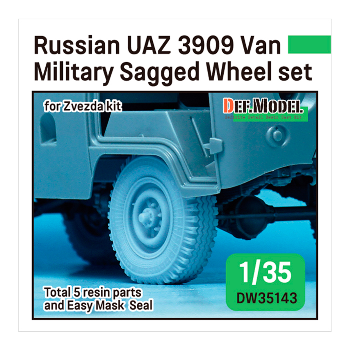 Russian UAZ 3909 Van military sagged wheel set (for Zvezda 1/35)