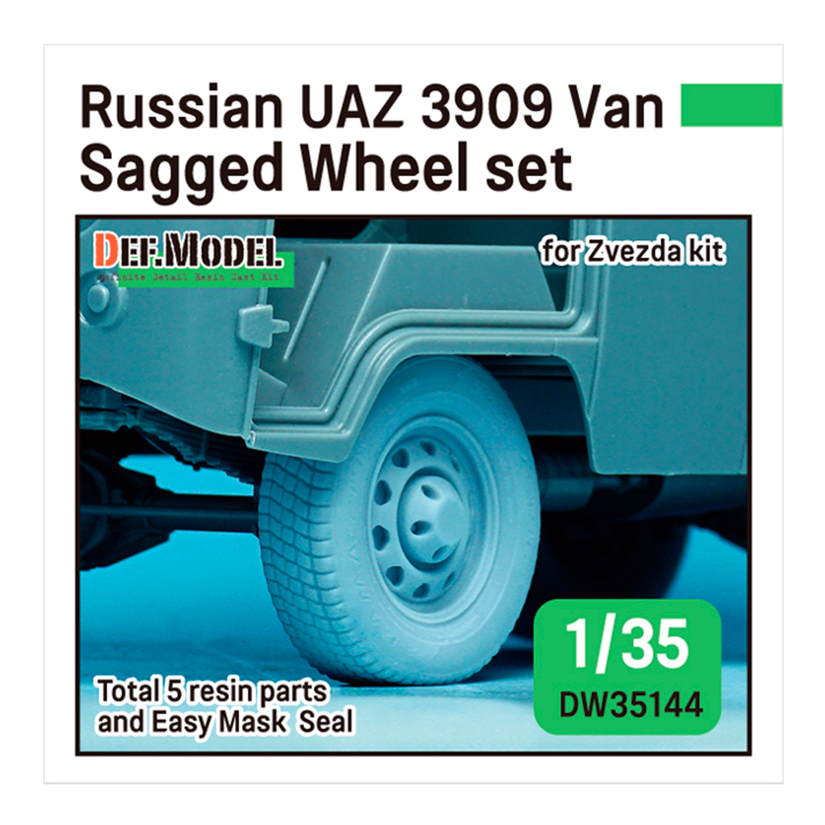 Russian UAZ 3909 Van sagged wheel set (for Zvezda 1/35)