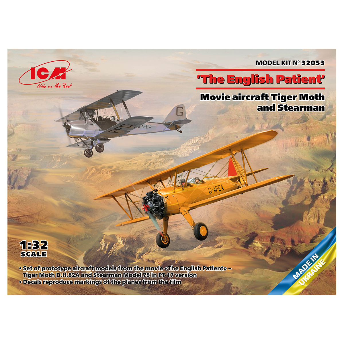 ‘The English Patient’. Movie aircraft Tiger Moth and Stearman 1/32