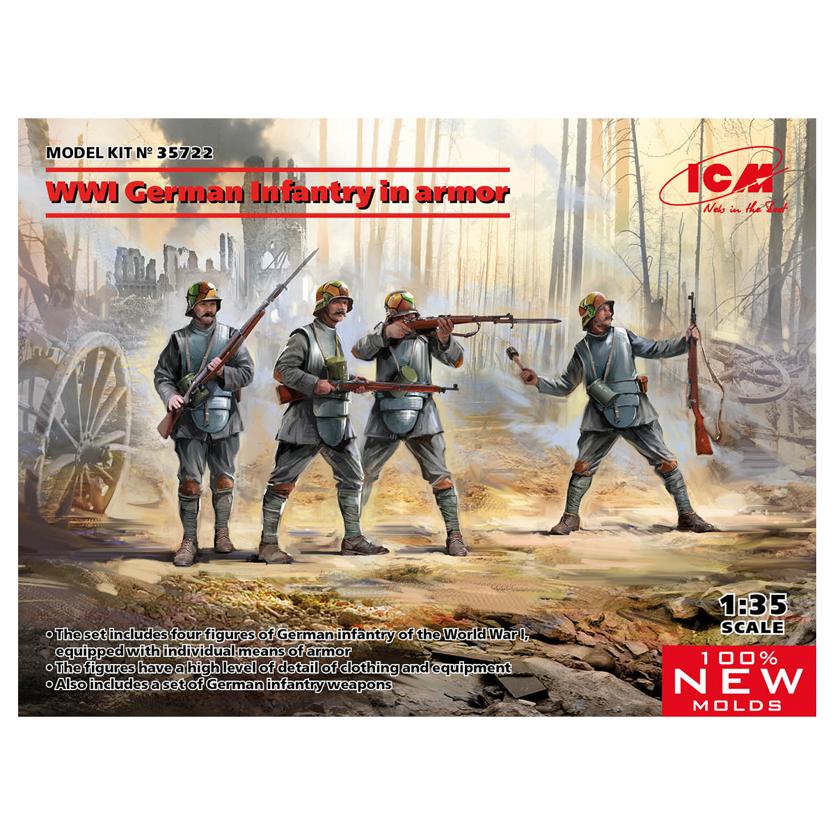 WWI German Infantry in аrmor (100% new molds) 1/35
