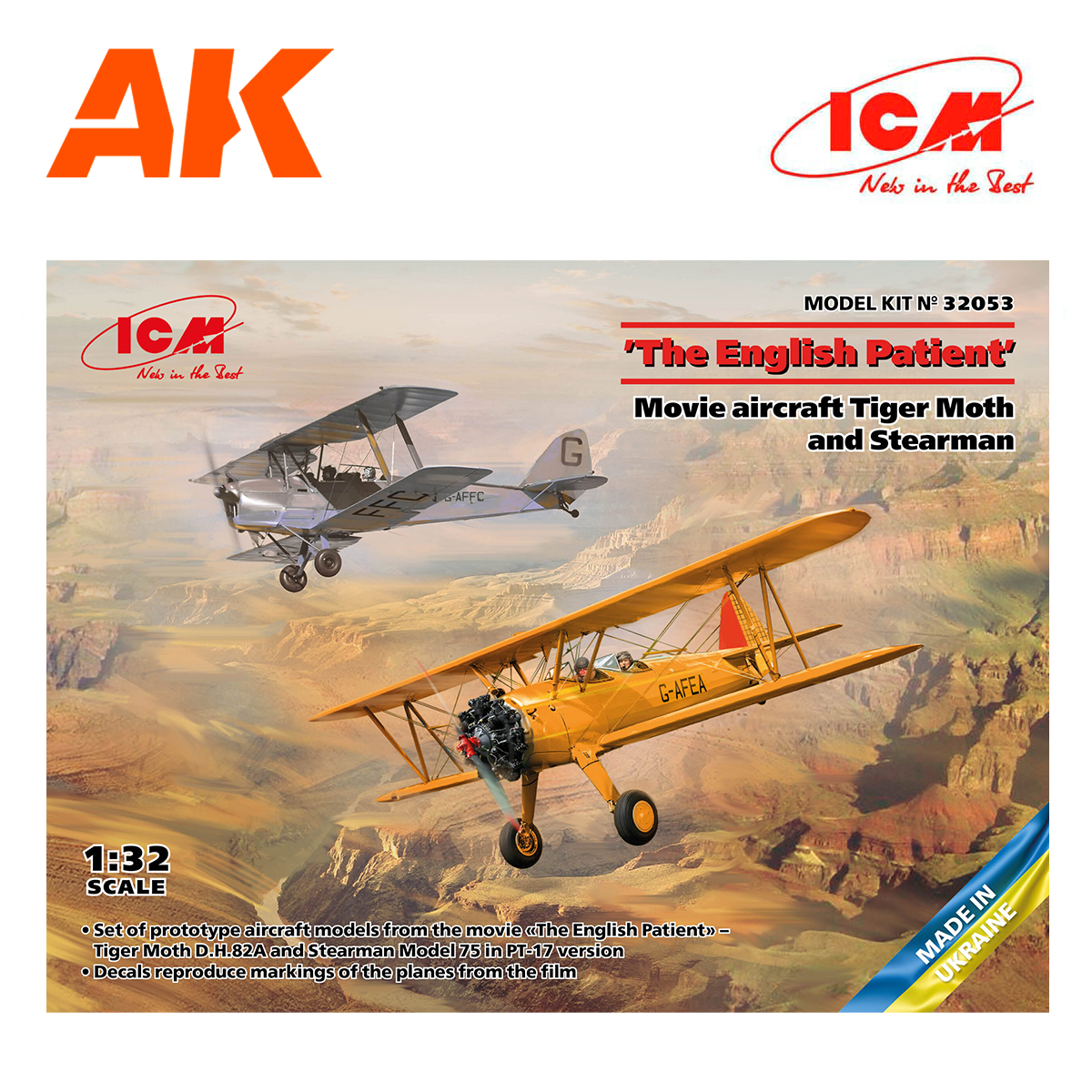 ‘The English Patient’. Movie aircraft Tiger Moth and Stearman 1/32