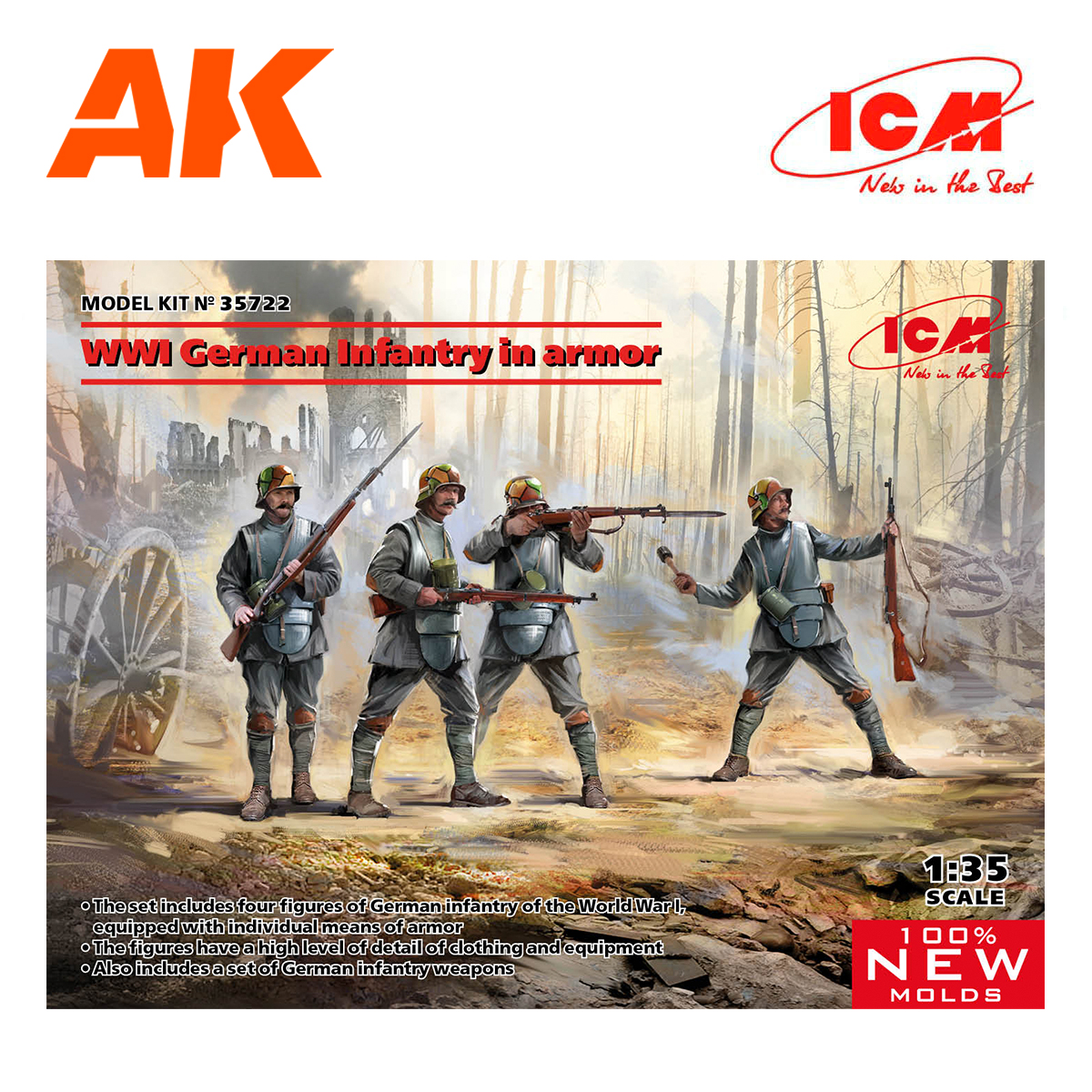 WWI German Infantry in аrmor (100% new molds) 1/35