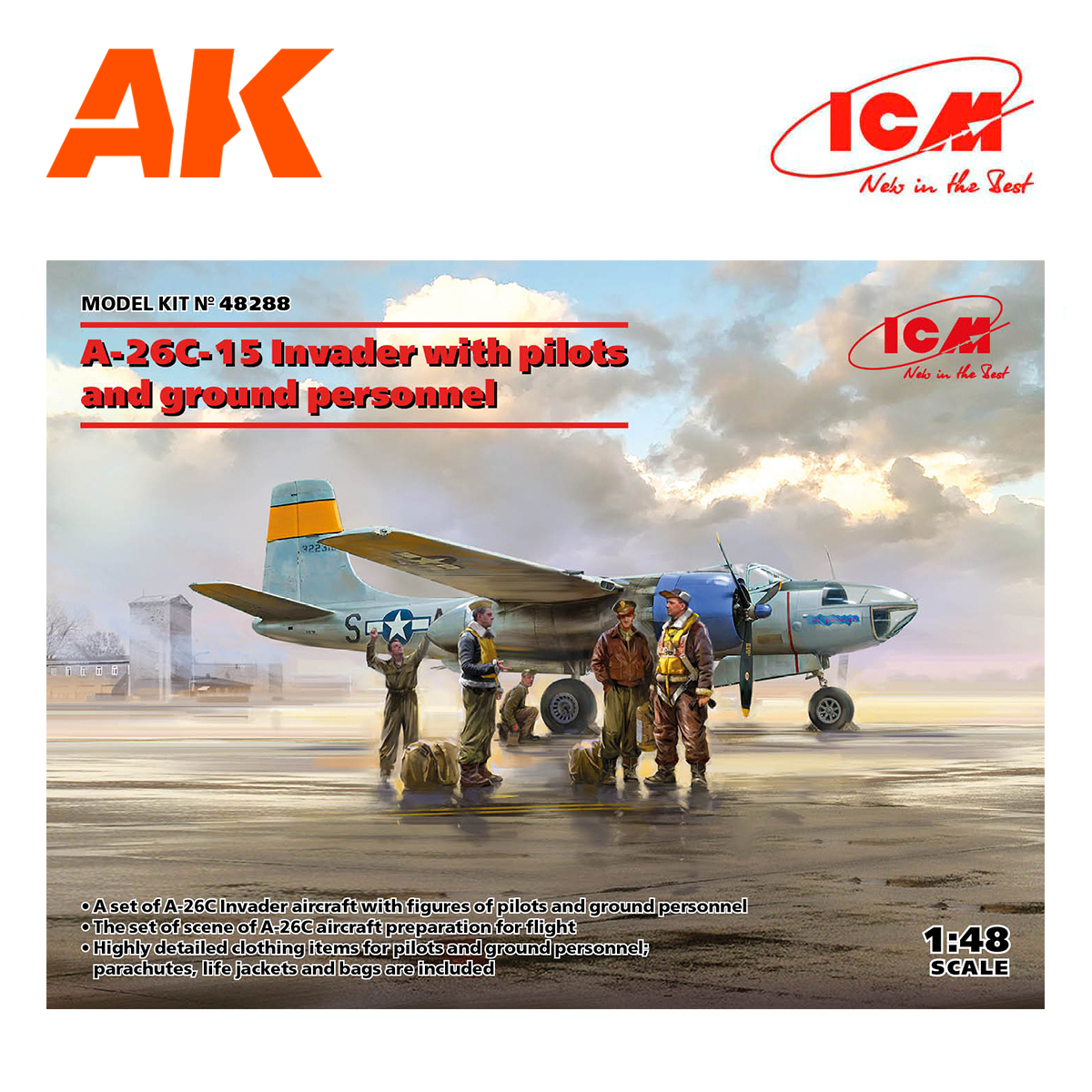 A-26C-15 Invader with pilots and ground personnel 1/48