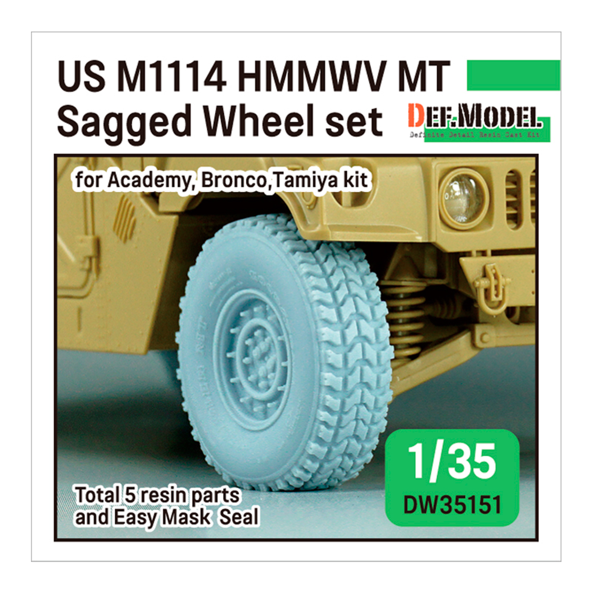 US M1025/M1114 HMMWV MT Sagged Wheel set (for 1/35 Tamiya, Academy, Bronco kit)