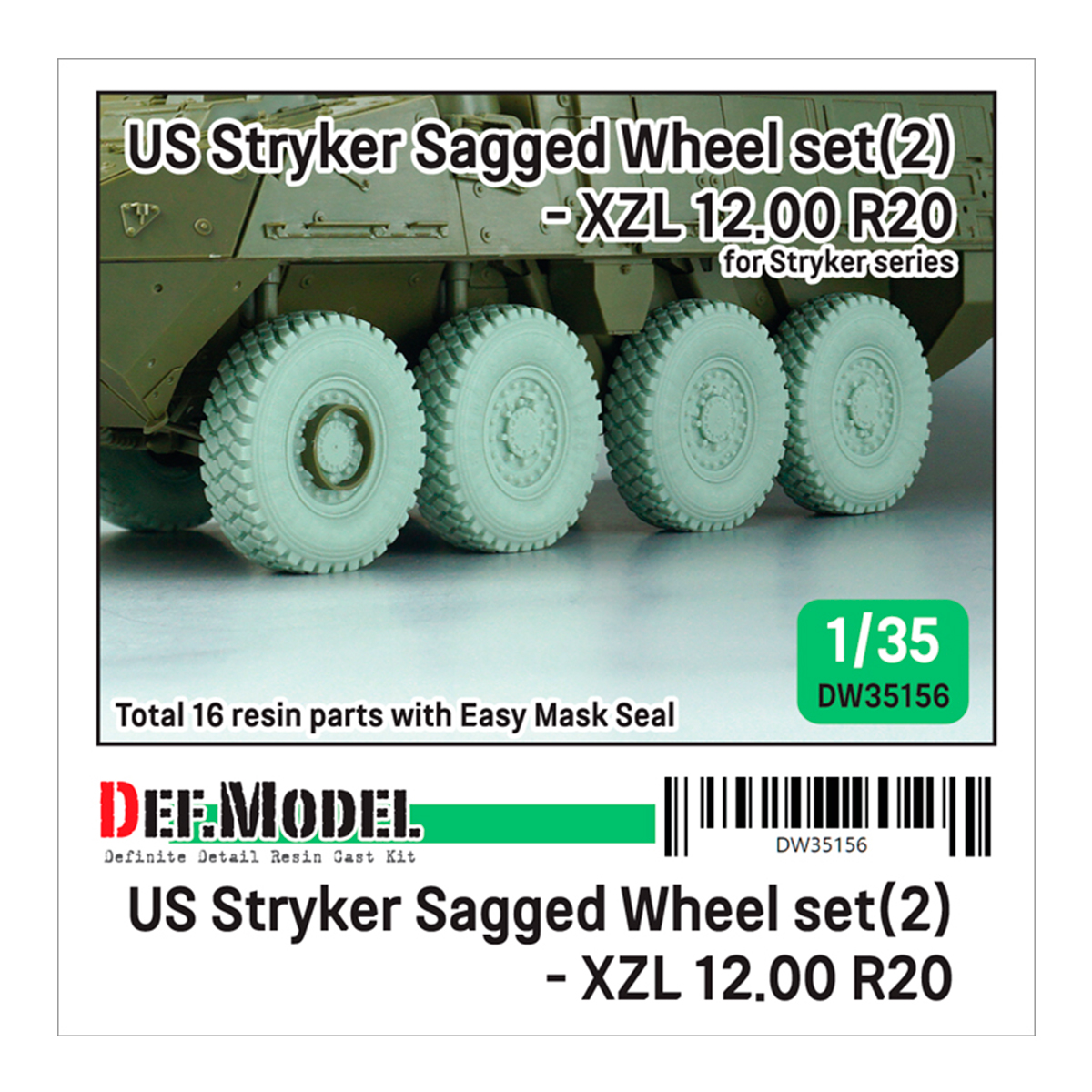 US M1126 Stryker XZL Sagged wheel set (2) (for Stryker series 1/35)