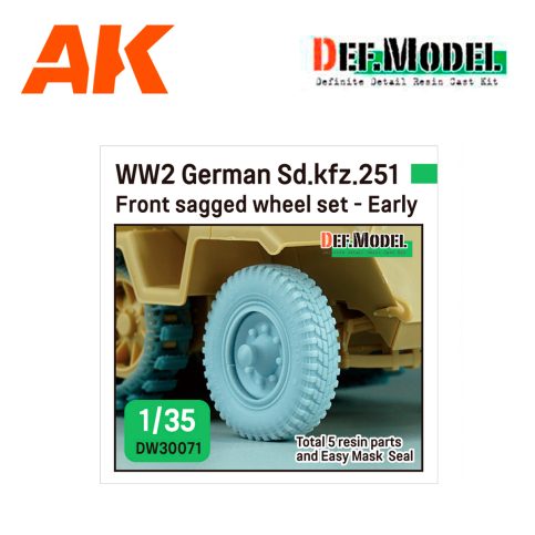DEF DW30071 WW2 German Sd.kfz.251 Half-track front sagged wheel set - Early ( for 1/35 Sd.kfz.251 kit)