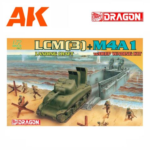 DRAG7360 DRAGON 1/72 LCM(3) Landing Craft + M4A1 w/Deep Wading Kit + Crew Figures
