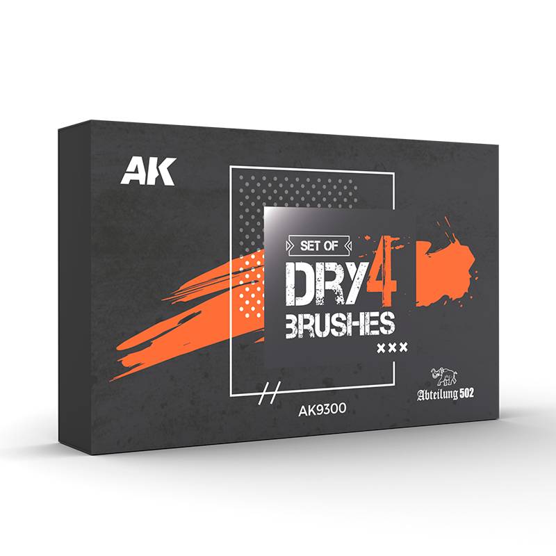 Drybrush 4 Brushes Set: 2,4,6,8 AK Interactive