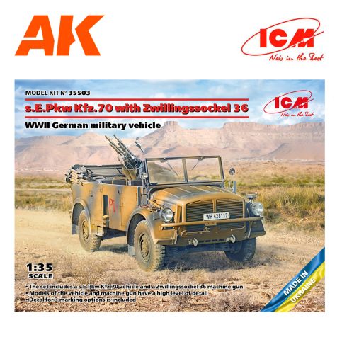 ICM 35503 s.E.Pkw Kfz.70 with Zwillingssockel 36, WWII German military vehicle