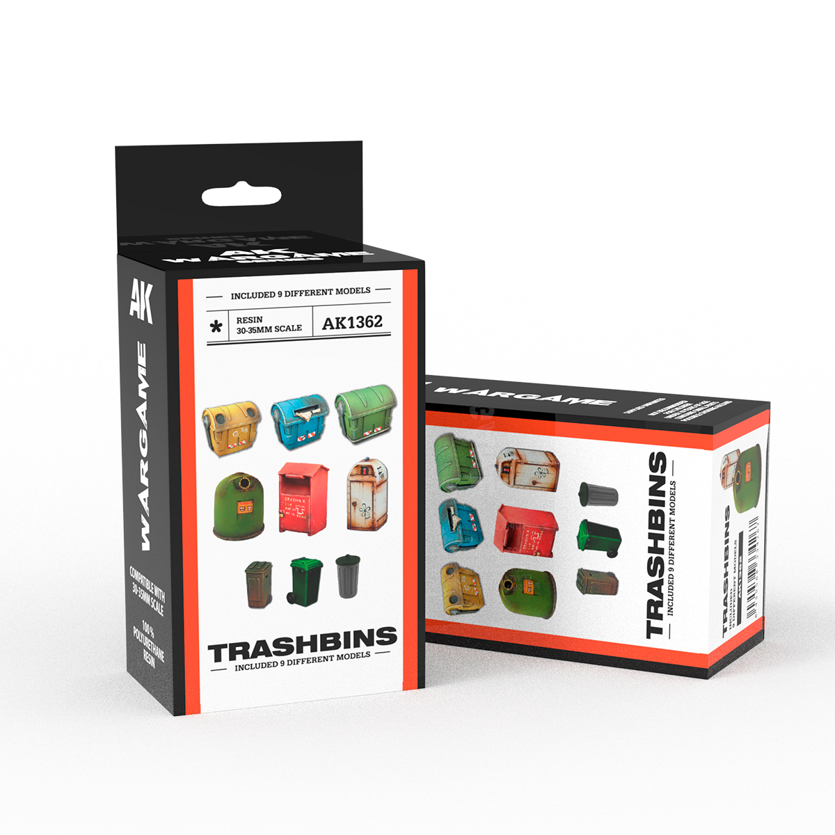 TRASHBINS – SCENOGRAPHY WARGAME SET – 100% POLYURETHANE RESIN COMPATIBLE WITH 30-35MM SCALE