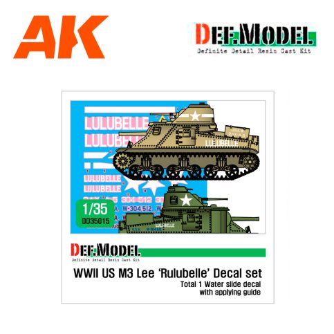 DEF DD35015 US M3 Lee 'Rulubelle' Decal set (1/35 M4A3E8)