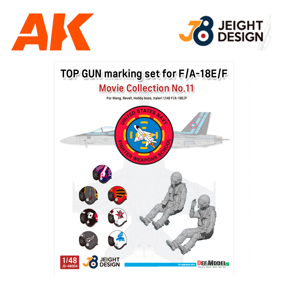 Top gun marking set for F/A-18E/F Super Hornet – Movie Collection No.11 w/ 2 Pilot Fig.s 1/48