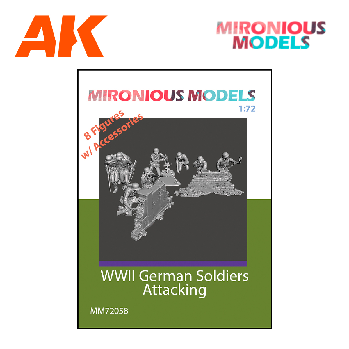 1/72 WWII German Soldiers Attacking
