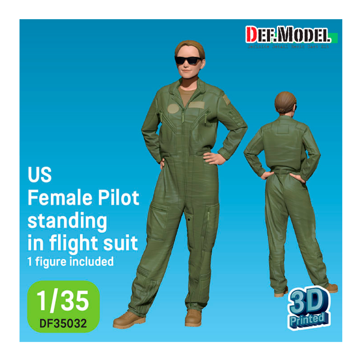 US Female pilot standing in flight suit  (1Fig.) (3d Printed kit)