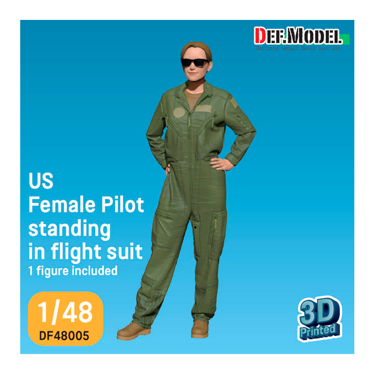 US A-10 Female pilot standing in flight suit  (1Fig.) (3d Printed kit)