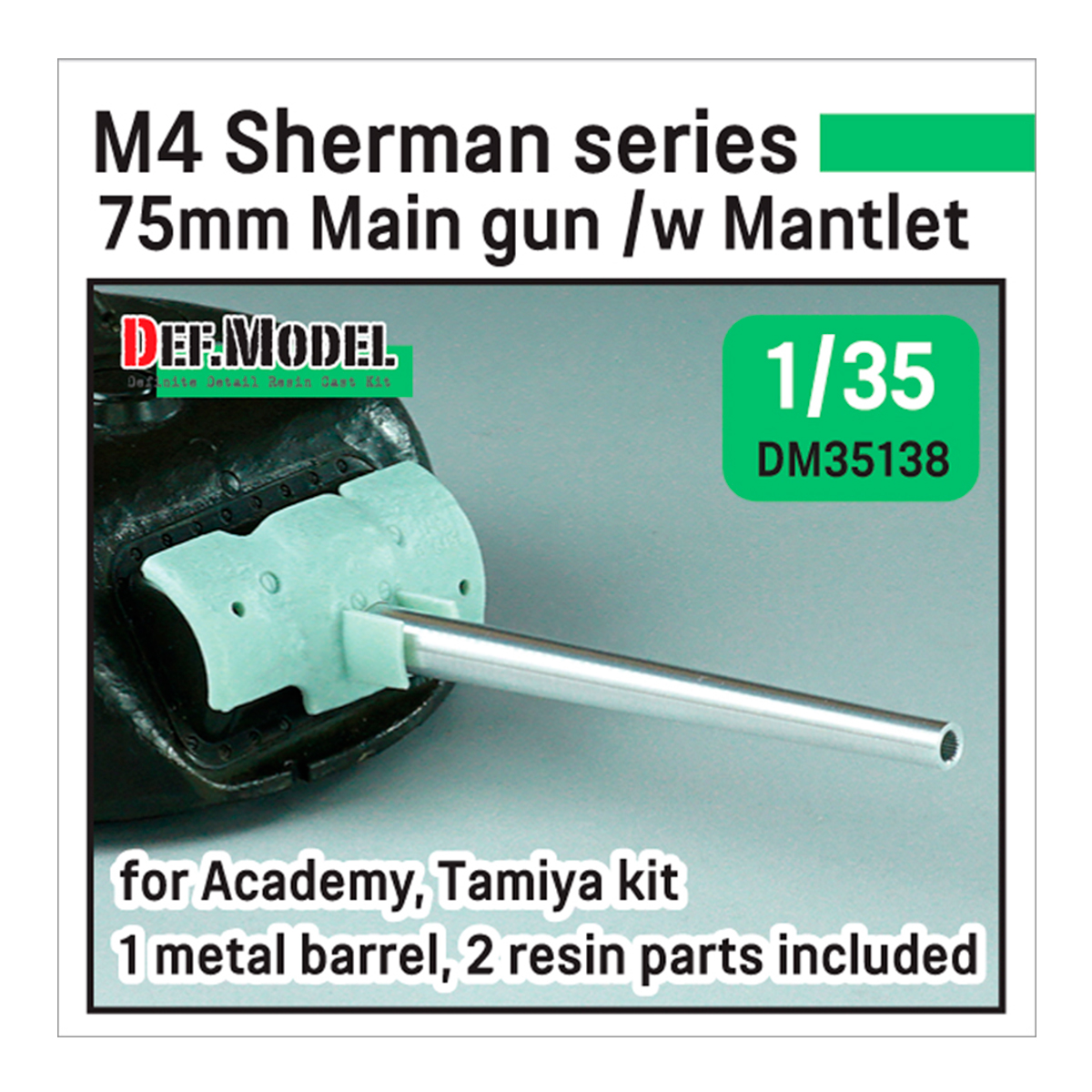 US M4 Sherman 75mm M3 Metal barrel w/ Matlet set (for Tamiya, Academy kit)