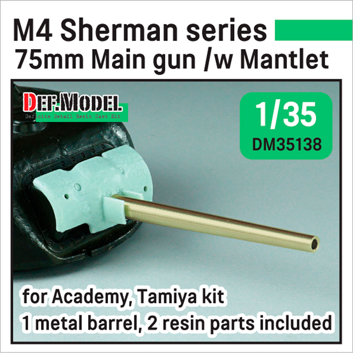 US M4 Sherman 75mm M3 Metal barrel w/ Matlet set (for Tamiya, Academy kit)