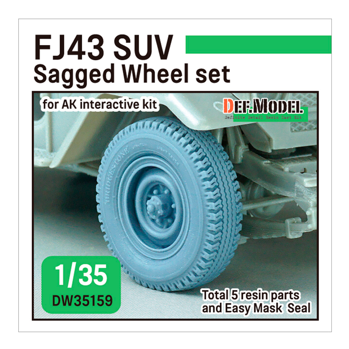 FJ43 Sagged wheel set -Bridgestone (for 1/35 AK Interactive kit)
