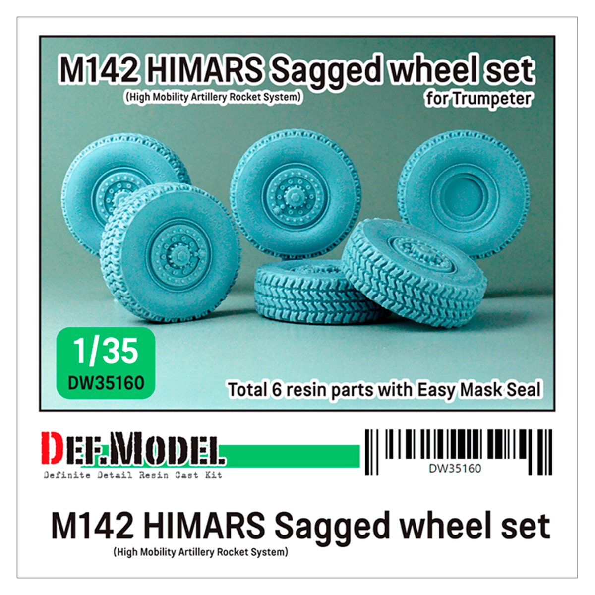 US M142 HIMARS Sagged wheel set – New Tool (for 1/35 Trumpeter kit)