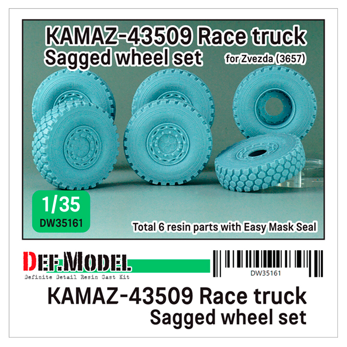 KAMAZ-43509 Race truck Sagged wheel set -Redbulls (for 1/35 Zvezda 3657 kit)