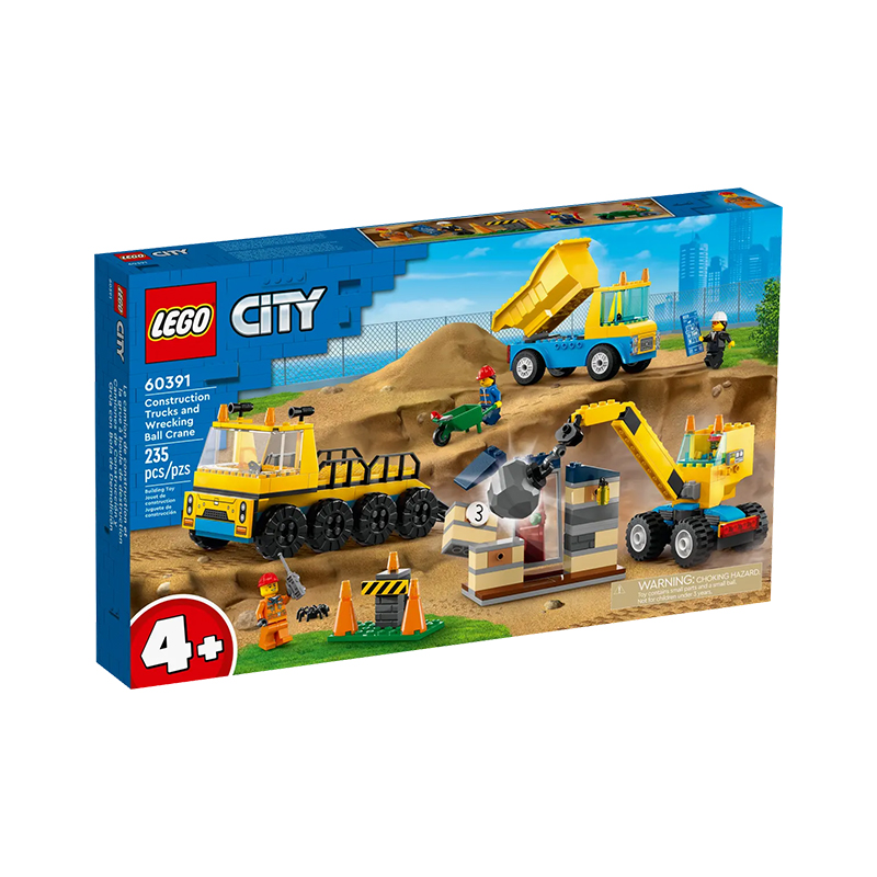 LEGO® Construction Trucks and Wrecking Ball Crane – Camiones de Obra y Grúa con Bola de Demolición