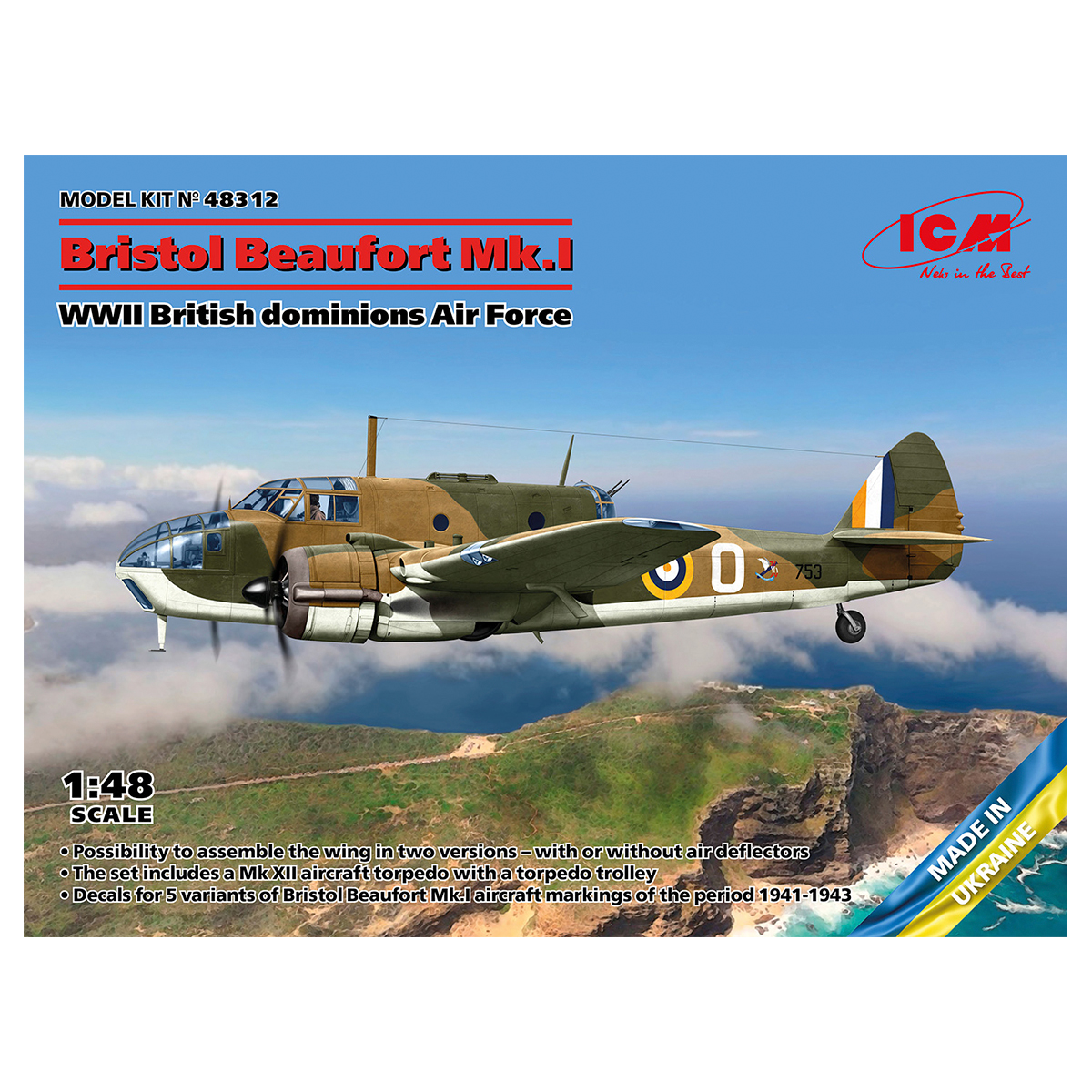 Bristol Beaufort Mk.I, WWII British dominions Air Force 1/48