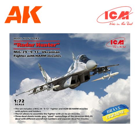 ICM 72143 “Radar Hunter”, MiG-29 “9-13” Ukrainian Fighter with HARM missiles