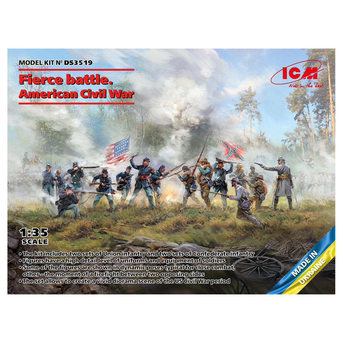 Fierce battle. American Civil War (Union Infantry. Set #2 + Confederate Infantry. Set #2) 1/35