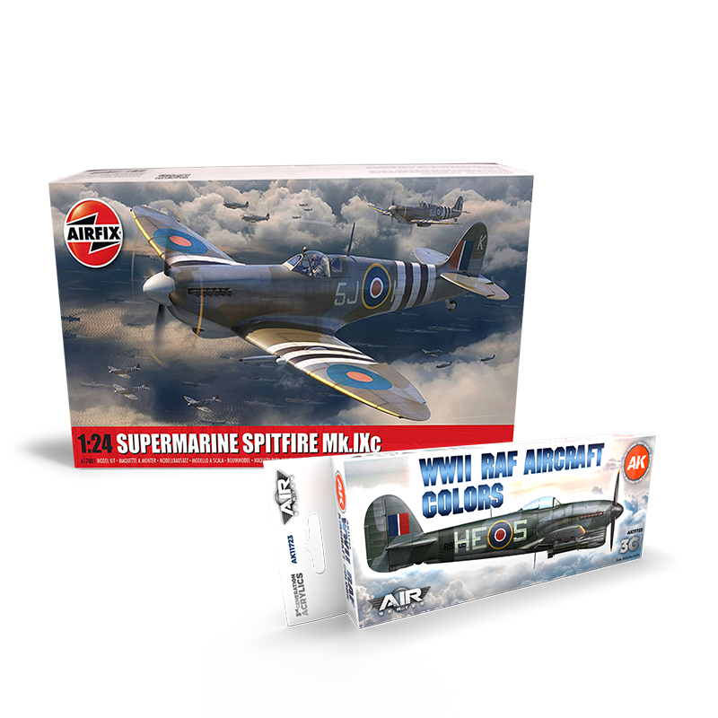 PACK AIRFIX AIRF001 – Supermarine Spitfire Mk.Ixc 1/24 + WWII RAF Aircraft Colors set