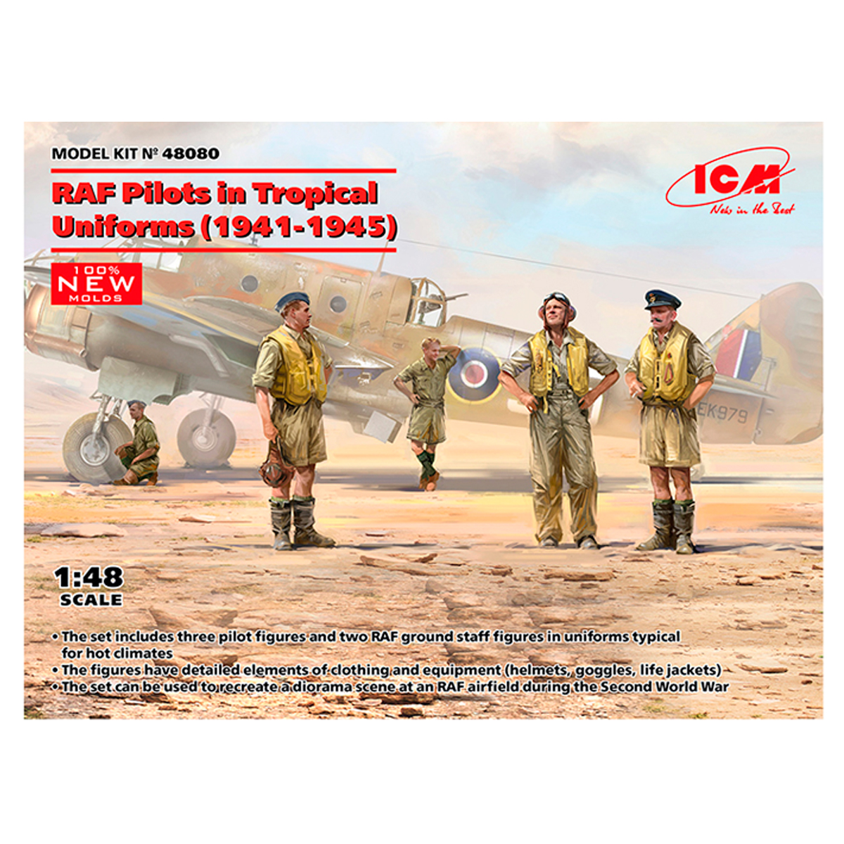 RAF Pilots in Tropical Uniforms (1941-1945) (100% new molds) 1/48