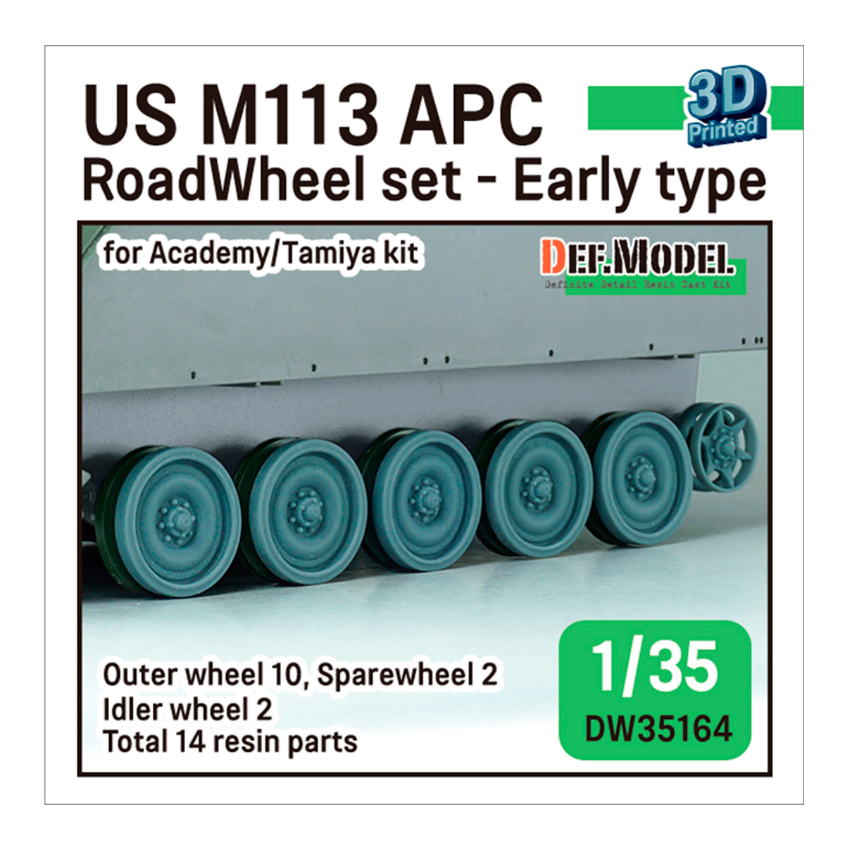 M113 Roadwheel outside parts w/ Idler wheels (for Tamiya/Academy 1/35 kit)- 3D printed