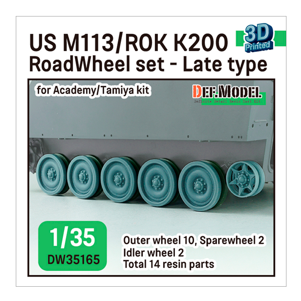 M113A1 Roadwheel outside parts w/ Idler wheels (for Tamiya/Academy 1/35 kit)- 3D printed