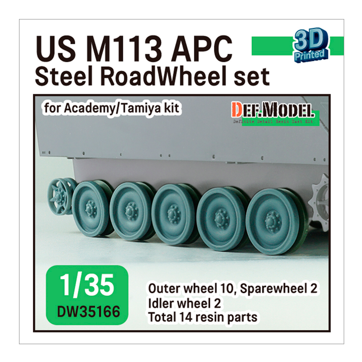 M113A2 Roadwheel outside parts(Steel wheels) w/ Idler wheels (for Tamiya/Academy 1/35 kit)- 3D printed