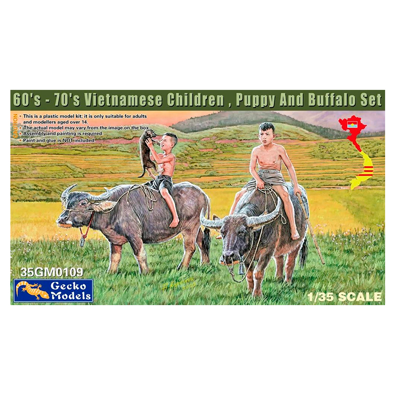 1/35 60’s-70’s Vietnamese Children , Puppy And Buffalo Set