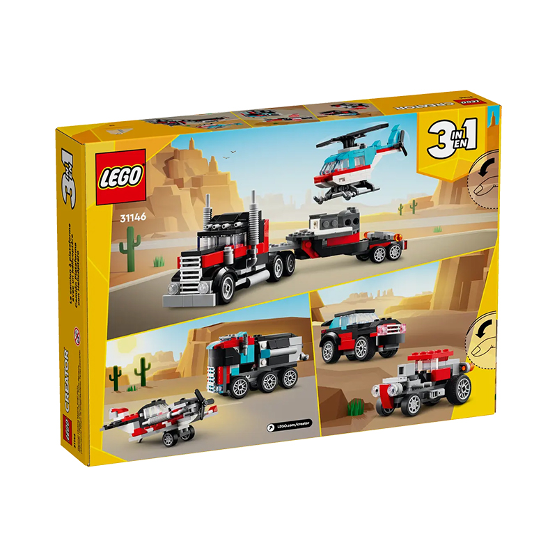 LEGO® Flatbed Truck with Helicopter – Camión Plataforma con Helicóptero