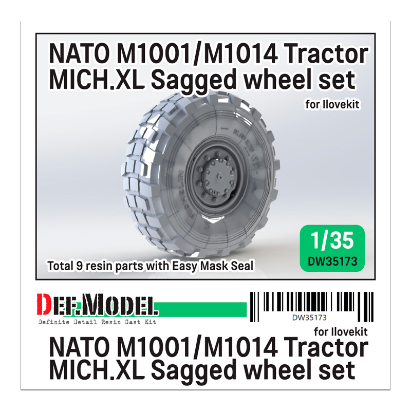 NATO M1014 MAN Tractor Sagged Wheel set (Mich.XL) (for ILOVEKIT 1/35 kit)