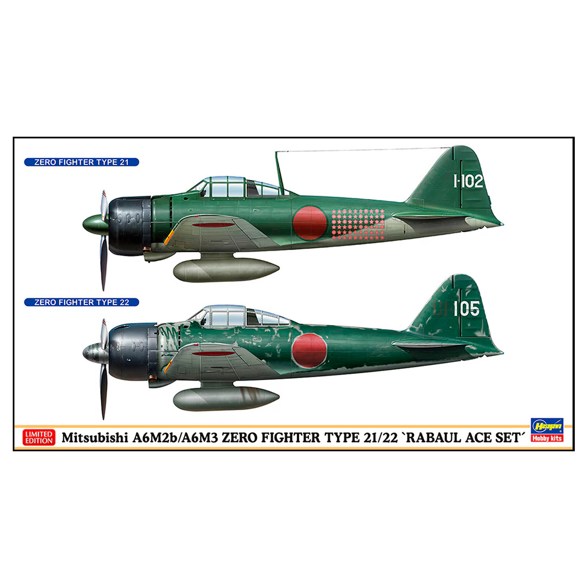 1/72 Mitsubishi A6M2b/A6M3 Zero Fighter Type 21/22 “RABAUL Ace Set”